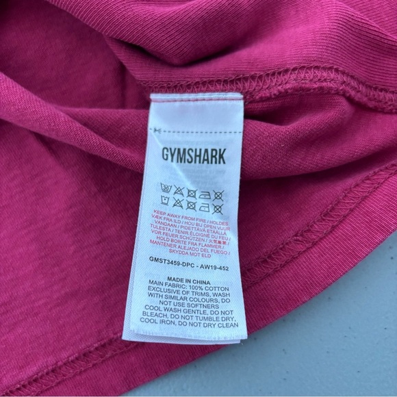 Gymshark Men's Large Spellout Red T Shirt Short Sleeve Activewear Gym Workout - Picture 6 of 8